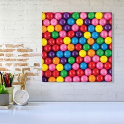 Warren Reed - Designer Brightly Colored Gum Balls Canvas in Pink - Size: w40 inch x h40 inch - thumbnail 2