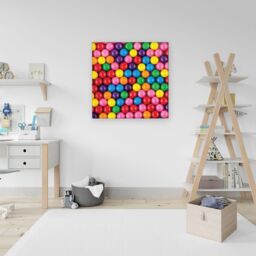 Warren Reed - Designer Brightly Colored Gum Balls Canvas in Pink - Size: w40 inch x h40 inch - thumbnail 3