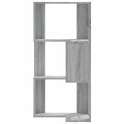 Berkfield Home Elegant Corner Bookcase 3-Tier Grey Sonoma 50x50x102 cm Engineere - Size: 50 x 50 x 102 cm - thumbnail 4