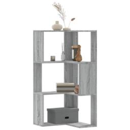 Berkfield Home Elegant Corner Bookcase 3-Tier Grey Sonoma 50x50x102 cm Engineere - Size: 50 x 50 x 102 cm - thumbnail 2