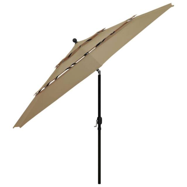 Berkfield Home Harmful 3-Tier Parasol with Aluminium Pole Taupe 3.5 m in Beige - image 1