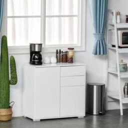 ERGOVEXA High Gloss Frame Sideboard, Push-Open Design with 2 Drawer, White - thumbnail 6