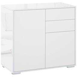 ERGOVEXA High Gloss Frame Sideboard, Push-Open Design with 2 Drawer, White