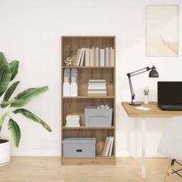 Berkfield Home Decorative Bookcase Artisian Oak 60x24x143 cm Engineered Wood in Brown - Size: 60 x 24 x 143 cm - thumbnail 2