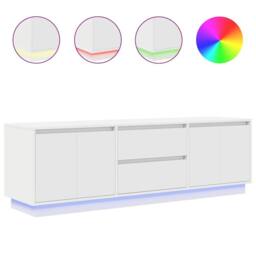 Berkfield Home TV Cabinet with LED Lights White 160.5x41x50 cm - thumbnail 3