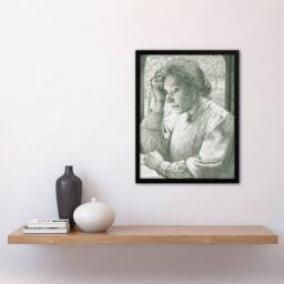 Artery8 Pencil Portrait of Henriette Holst Framed Wall Art Print in Grey - Size: A4 - thumbnail 4
