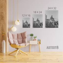 "Artery8 Russell Lee Cowboy at Bean Day Rodeo Action Shot Canvas Wall Art Print in Grey - Size: W12"" x H16""" - thumbnail 4