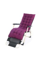 Garden Sanctuary 160x50cm Sun Lounger Cushion with Anti-Slip Cover in Purple - Size: 160x50 cm - thumbnail 1