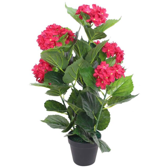 Berkfield Home Artificial Hydrangea Plant with Pot 60 cm Red - image 1