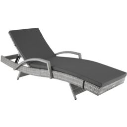 tectake Océane Aluminum Rattan Sun Lounger in Light Grey - Size: 1 Seater - thumbnail 1