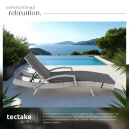 tectake Océane Aluminum Rattan Sun Lounger in Light Grey - Size: 1 Seater - thumbnail 4