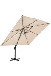 H&O Direct 3m x 3m Khaki Square Rotating Outdoor Cantilever Parasol - thumbnail 3