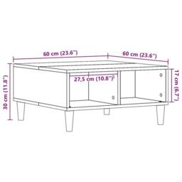 Berkfield Home Coffee Table Old Wood 60x60x30 cm Engineered Wood in Brown - Size: 60 x 60 x 30 cm - thumbnail 9