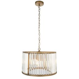 Pagazzi Resto Crystal & Antique Brass Pendant Ceiling Light in Gold - thumbnail 7