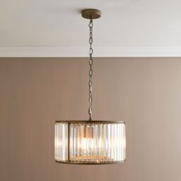 Pagazzi Resto Crystal & Antique Brass Pendant Ceiling Light in Gold - thumbnail 3
