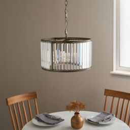 Pagazzi Resto Crystal & Antique Brass Pendant Ceiling Light in Gold - thumbnail 2