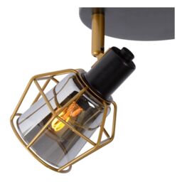 Lucide 'NILA' Dimmable Rotatable Indoor Vintage Twin Ceiling Spotlight 2xE14 in Black - thumbnail 4