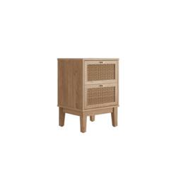 Wyld Haus Waterford Oak & Woven Rattan Bedside Cabinet 2 Drawers in Natural - thumbnail 3