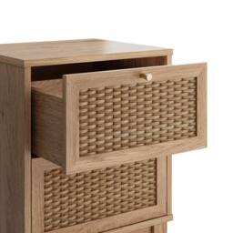 Wyld Haus Waterford Oak & Woven Rattan Bedside Cabinet 2 Drawers in Natural - thumbnail 4