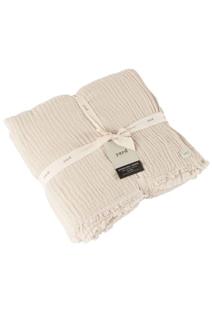 Yard Lark 100% Cotton Muslin Frayed Edge Throw in Natural - Size: 130 cm x 180 cm - image 1