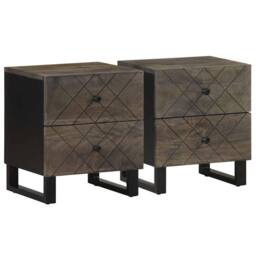 Berkfield Home Bedside Cabinets 2 pcs Black 40x33x46 cm Solid Wood Mango - Size: 40 x 33 x 46 cm - thumbnail 2