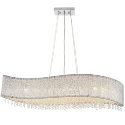 Loops Hanging Ceiling Linear Pendant Light Chrome & K9 Crystal Stunning Feature Lamp