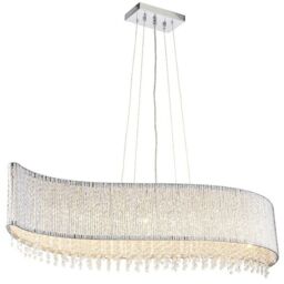 Loops Hanging Ceiling Linear Pendant Light Chrome & K9 Crystal Stunning Feature Lamp - thumbnail 3
