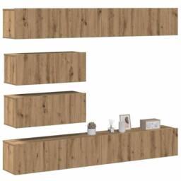 Berkfield Home Classic 6 Piece TV Cabinet Set Wall-mounted Artisan Oak Engineere in Brown - thumbnail 2