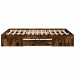 Berkfield Home Bed Frame without Mattress Smoked Oak 140x190 cm Engineered Wood in Brown - thumbnail 6