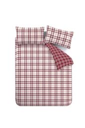 Catherine Lansfield 'Kelso Check' Reversible Duvet Cover Set in Plum - Size: Double - thumbnail 5