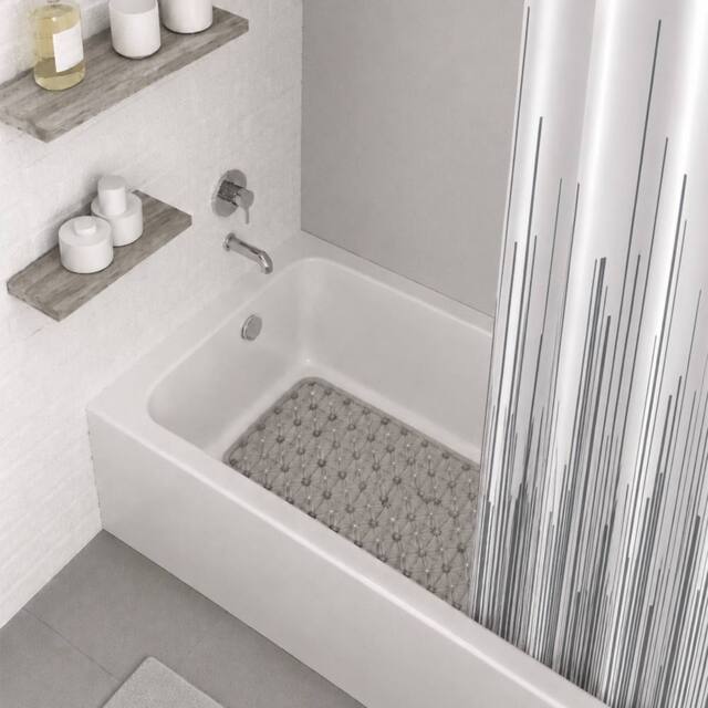 Showerdrape City Charcoal Shower curtain & Laguna Grey Anti Slip Bath Mat - Size: 180 cm width x 180 cm drop - image 1