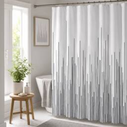 Showerdrape City Charcoal Shower curtain & Laguna Grey Anti Slip Bath Mat - Size: 180 cm width x 180 cm drop - thumbnail 2