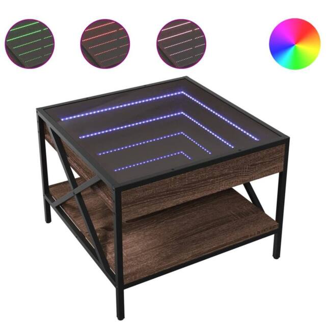 Berkfield Home Coffee Table with Infinity LED Brown Oak 50x50x38 cm - Size: 50 x 50 x 38 cm - image 1