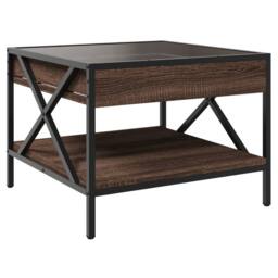 Berkfield Home Coffee Table with Infinity LED Brown Oak 50x50x38 cm - Size: 50 x 50 x 38 cm - thumbnail 8