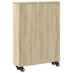Berkfield Home Narrow Storage Trolley Sonoma Oak 48x13x68 cm Engineered Wood in Light Brown - Size: 48 x 13 x 68 cm - thumbnail 6