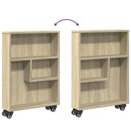 Berkfield Home Narrow Storage Trolley Sonoma Oak 48x13x68 cm Engineered Wood in Light Brown - Size: 48 x 13 x 68 cm - thumbnail 7