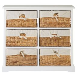 Orsina Stylish 6 Seagrass Drawer Chest, Modern Chest Of Drawers For Livingroom, Sleek Minimalist Chest For Lounge in White - thumbnail 6