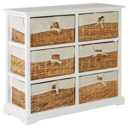 Orsina Stylish 6 Seagrass Drawer Chest, Modern Chest Of Drawers For Livingroom, Sleek Minimalist Chest For Lounge in White - thumbnail 2