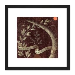 Artery8 Da Vinci Wreath Laurel Palm Juniper Scroll Painting 8X8 Inch Square Wooden Framed Wall Art Print Picture with Mount in Black - thumbnail 1