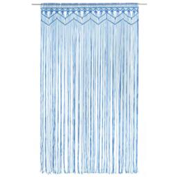 Berkfield Home Macrame Curtain Blue 140x240 cm Cotton - thumbnail 1