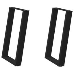 Berkfield Home Modern vidXL Dining Table Legs U-Shaped 2 pcs Black 60x(72-73) cm - thumbnail 3
