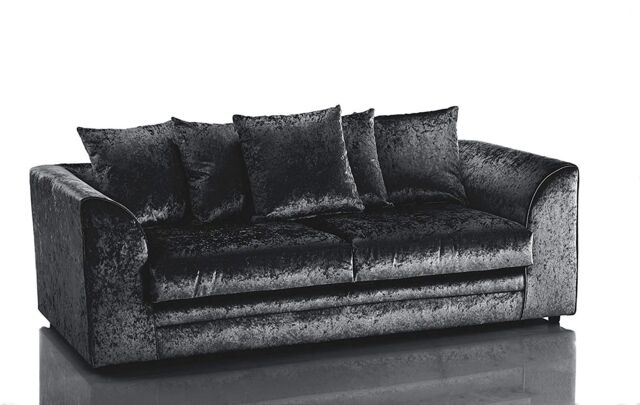Snugg Furniture UK Limited Aurora Crushed Velvet 3 Seater Sofa in Black - image 1