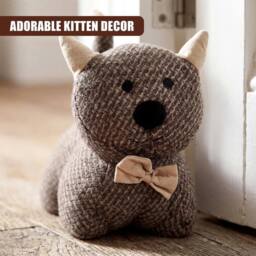 FLAVORA Weighted Door Stop Novelty Animal Fabric Decorative Floor Cat in Grey - Size: 0.6m2 - thumbnail 6