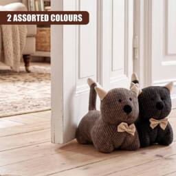 FLAVORA Weighted Door Stop Novelty Animal Fabric Decorative Floor Cat in Grey - Size: 0.6m2 - thumbnail 3