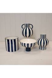 KDMD Deep Blue & White Ceramic Round Pot - thumbnail 3