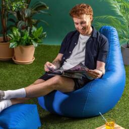 icon Gaming Recliner Indoor & Outdoor Bean Bag with Footstool in Blue - thumbnail 5