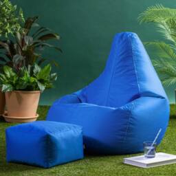 icon Gaming Recliner Indoor & Outdoor Bean Bag with Footstool in Blue - thumbnail 1