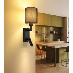 Netlighting Zamora Reading Wall Light Matt Black Textile Black Shade E27 - thumbnail 2