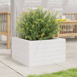 Berkfield Home Decorative Garden Planter White 40x40x23 cm Solid Wood Pine - Size: 40 x 40 x 23 cm