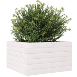 Berkfield Home Decorative Garden Planter White 40x40x23 cm Solid Wood Pine - Size: 40 x 40 x 23 cm - thumbnail 4